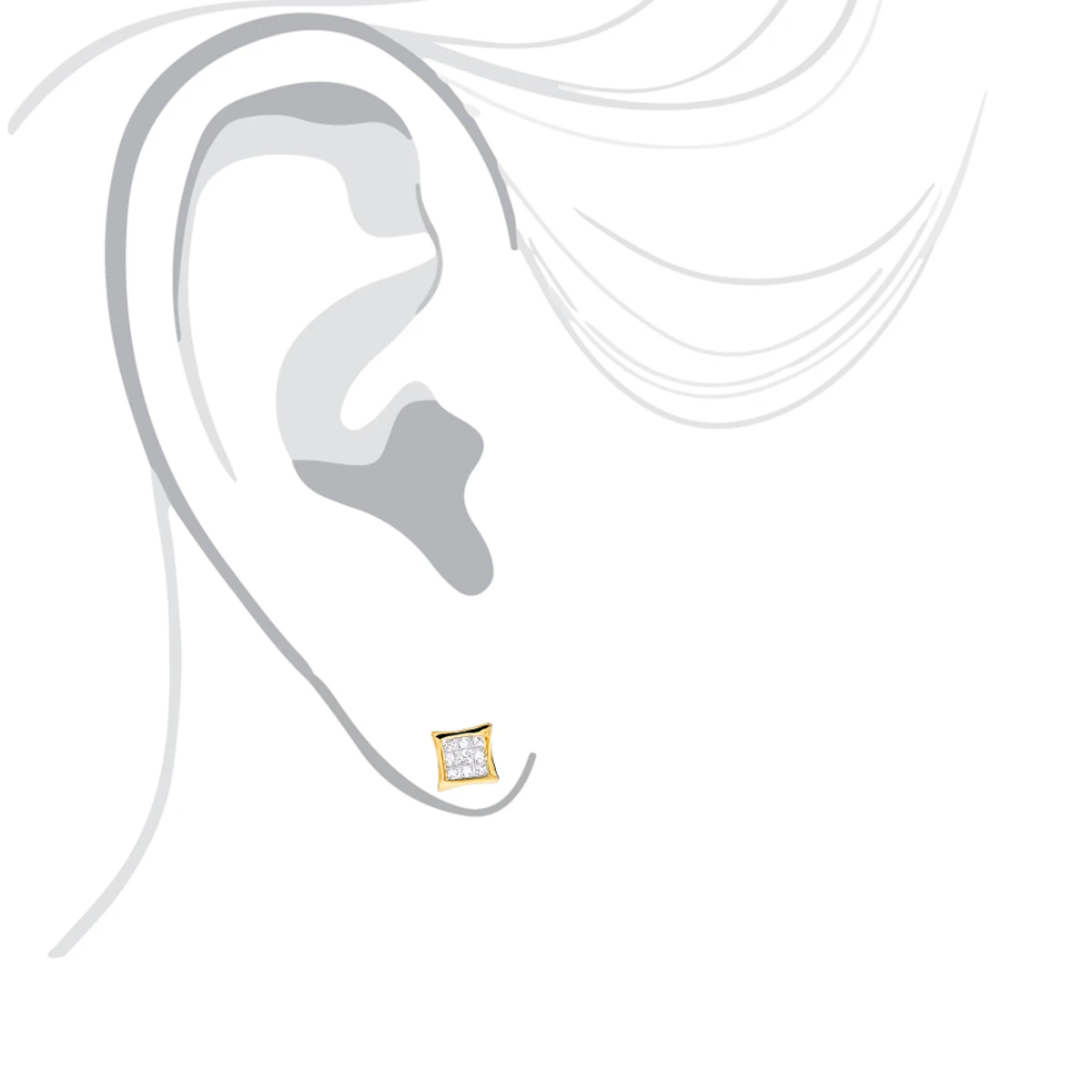 14K Yellow Gold Invisible Set Diamond Stud Earrings 0.28ct 7 14K Yellow Gold Invisible Set Diamond Stud Earrings 0.28ct - Image 5