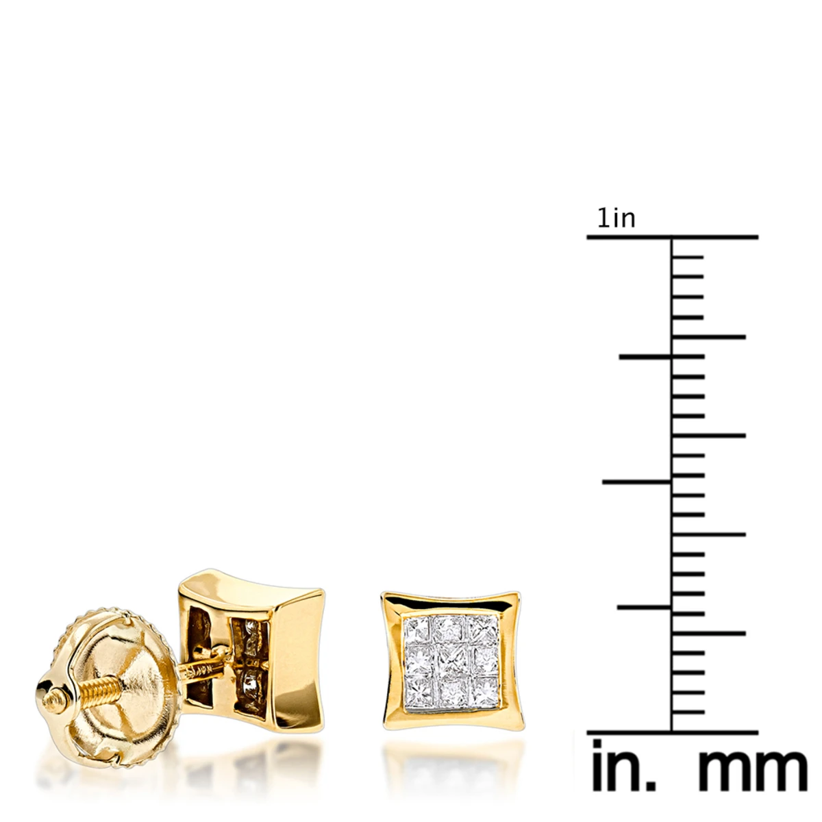 14K Yellow Gold Invisible Set Diamond Stud Earrings 0.28ct 8 14K Yellow Gold Invisible Set Diamond Stud Earrings 0.28ct - Image 6