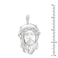 Hip Hop 14K White Gold Jesus Face Diamond Pendant For Men 3.55ct 13 Hip Hop 14K White Gold Jesus Face Diamond Pendant For Men 3.55ct -H'Hen Sale Store 14k gold jesus face diamond pendant 355ct p 181 rulerwh