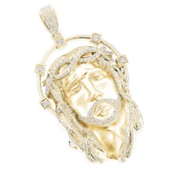 Hip Hop 14K White Gold Jesus Face Diamond Pendant For Men 3.55ct 9 Hip Hop 14K White Gold Jesus Face Diamond Pendant For Men 3.55ct -H'Hen Sale Store 14k gold jesus face diamond pendant 355ct p 181 ye