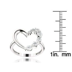 14K White Gold Journey Heart Diamond Ring 0.6ct -H'Hen Sale Store 14k gold journey heart diamond ring 075ct p 42299 rulerwh