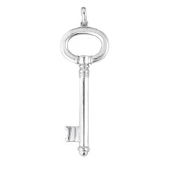 14K White Gold Key Pendant