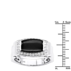 14K White Gold Ladies Black Onyx Ring 0.26ct -H'Hen Sale Store 14k gold ladies black onyx ring 026ct p 29686 rulerwh