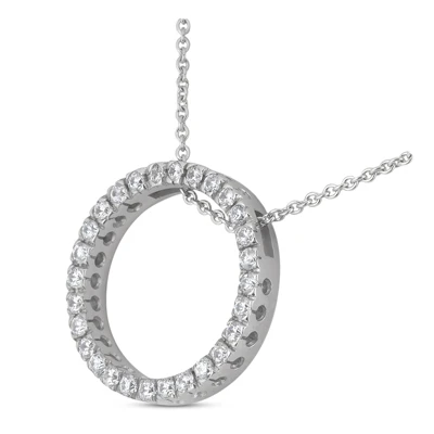 14K White Gold Ladies Circle Diamond Necklace 0.64ct 4 14K White Gold Ladies Circle Diamond Necklace 0.64ct - Image 2
