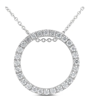14K White Gold Ladies Circle Diamond Necklace 0.64ct 3 14K White Gold Ladies Circle Diamond Necklace 0.64ct