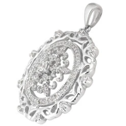 14K White Gold Ladies Circle Diamond Necklace 1.12ct -H'Hen Sale Store 14k gold ladies circle diamond necklace 112ct p 28191 back white 20220426