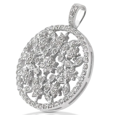 14K White Gold Ladies Circle Diamond Necklace 2.23ct 4 14K White Gold Ladies Circle Diamond Necklace 2.23ct - Image 2