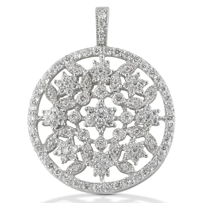 14K White Gold Ladies Circle Diamond Necklace 2.23ct 3 14K White Gold Ladies Circle Diamond Necklace 2.23ct