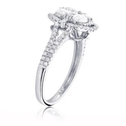 14K White Gold Ladies Diamond Cluster Ring 1.8ct Unique Halo Engagement Ring -H'Hen Sale Store 14k gold ladies diamond cluster ring 18ct unique halo engagement ring 2