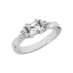 Thin 14K White Gold Ladies Diamond Ring 0.65ct