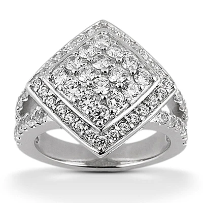 14K White Gold Ladies Diamond Ring 1.47ct 8.2mm 3 14K White Gold Ladies Diamond Ring 1.47ct 8.2mm