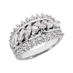 14K White Gold Ladies Diamond Ring 1.88ct 12.9mm