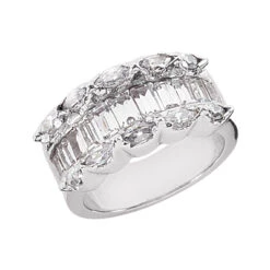 14K White Gold Ladies Diamond Ring 1.95ct 9.8mm