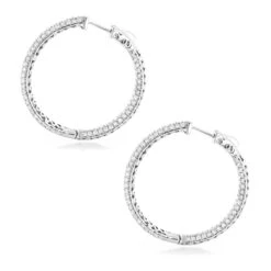 Large 5 Carat 1.5in Ladies Inside Out Diamond Hoop Earrings 14K Yellow Gold -H'Hen Sale Store 14k gold ladies inside out diamond hoop earrings 5ct 15in backwh