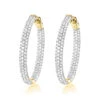 Large 5 Carat 1.5in Ladies Inside Out Diamond Hoop Earrings 14K Yellow Gold -H'Hen Sale Store 14k gold ladies inside out diamond hoop earrings 5ct 15in ye