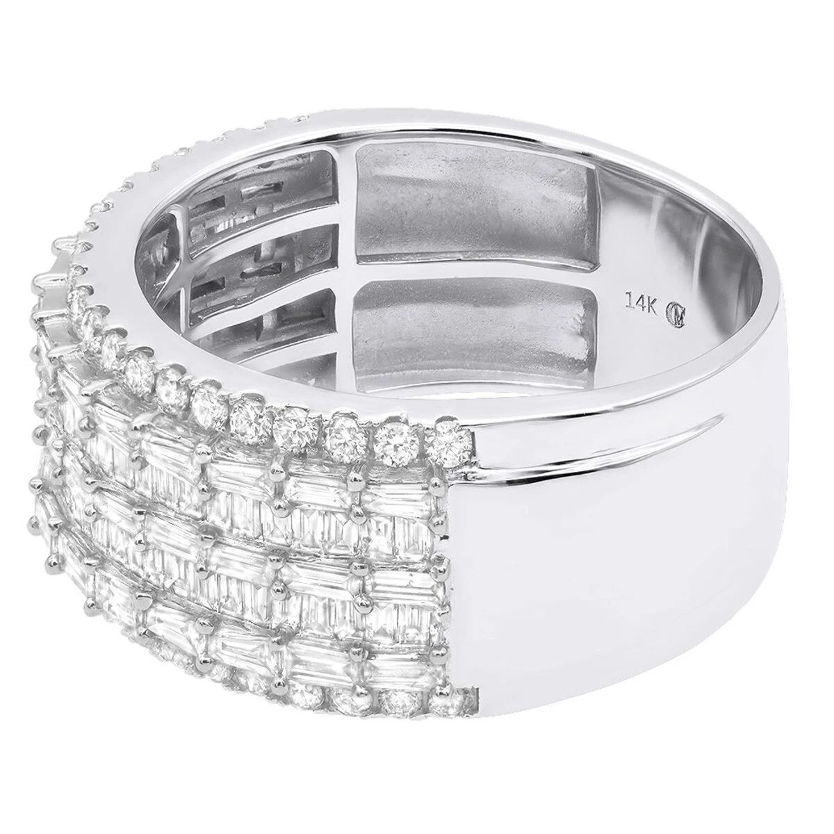 Unique Ladies Diamond Wedding Band 14K White Gold 3ct 6 Unique Ladies Diamond Wedding Band 14K White Gold 3ct - Image 4