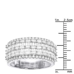 Unique Ladies Diamond Wedding Band 14K White Gold 3ct 17 Unique Ladies Diamond Wedding Band 14K White Gold 3ct -H'Hen Sale Store 14k gold ladies unique wedding band 3ct round and baguette diamond ring ruler white