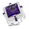 14K White Gold Large Diamond Amethyst Cocktail Ring For Women By Luxurman 14ct 2 14K White Gold Large Diamond Amethyst Cocktail Ring For Women By Luxurman 14ct -H'Hen Sale Store 14k gold large diamond amethyst cocktail ring for women by luxurman 14ct mainwh