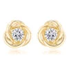 14K Yellow Gold Love Knot Diamond Earrings Solitaire Studs 1.4ct