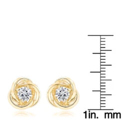 14K Yellow Gold Love Knot Diamond Earrings Solitaire Studs 1.4ct -H'Hen Sale Store 14k gold love knot diamond earrings solitaire studs 14ct rulerye