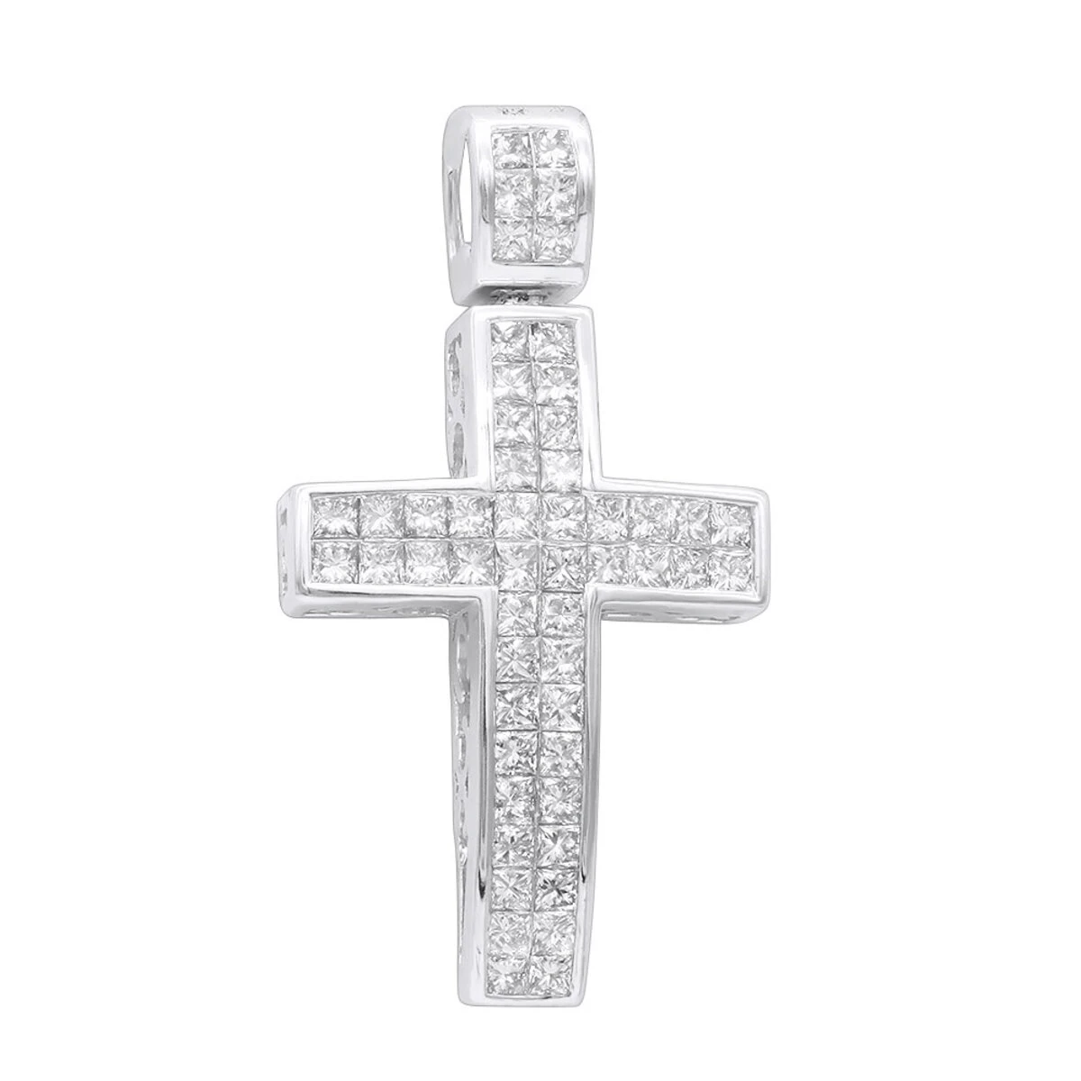 14K Yellow Gold Medium Size Princess Diamond Cross Pendant 1.5ct 4 14K Yellow Gold Medium Size Princess Diamond Cross Pendant 1.5ct - Image 2