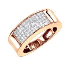 14K Yellow Gold Men's 1 Carat Diamond Band Princess Cut Invisible Set Diamonds Ring -H'Hen Sale Store 14k gold mens 1 carat diamond band princess cut 100ct p 6654 ro 20201203