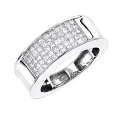 14K Yellow Gold Men's 1 Carat Diamond Band Princess Cut Invisible Set Diamonds Ring -H'Hen Sale Store 14k gold mens 1 carat diamond band princess cut 100ct p 6654 wh 20201203