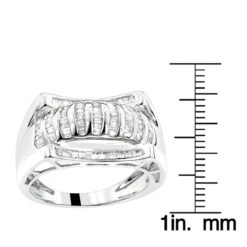 14K White Gold Men's Baguette Diamond Ring 1.23ct -H'Hen Sale Store 14k gold mens baguette diamond ring 123ct p 6655 rulerwh