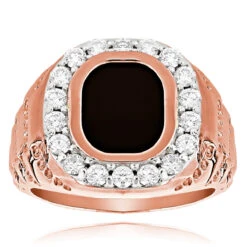 14K Yellow Gold Nugget Men's Black Onyx Diamond Ring 1.5ct 9 14K Yellow Gold Nugget Men's Black Onyx Diamond Ring 1.5ct -H'Hen Sale Store 14k gold mens black onyx diamond ring 15ct ro