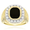 14K Yellow Gold Nugget Men's Black Onyx Diamond Ring 1.5ct