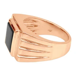 14K Yellow Gold Men's Black Onyx Ring 14.4mm -H'Hen Sale Store 14k gold mens black onyx ring p 28011 backro