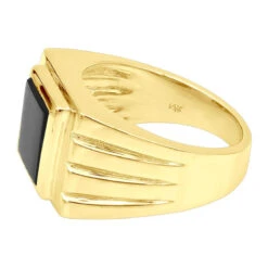 14K Yellow Gold Men's Black Onyx Ring 14.4mm -H'Hen Sale Store 14k gold mens black onyx ring p 28011 backye