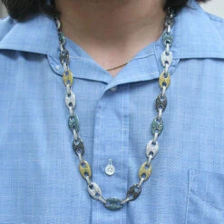 14K White Gold Men's Color Diamond Gucci Link Chain 29ct -H'Hen Sale Store 14k gold mens color diamond gucci link chain 29ct p 5805bod