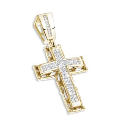 14K White Gold Men's Cross Pendant W Princess Diamonds 1 Ct -H'Hen Sale Store 14k gold mens cross pendant w princess diamonds 131ct p 6587 ye