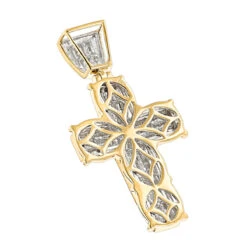 14K Yellow Gold Men's Cross Pendant W Princess Diamonds 2.25ct -H'Hen Sale Store 14k gold mens cross pendant w princess diamonds 249ct p 6588 backye