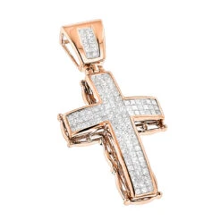 14K Yellow Gold Men's Cross Pendant W Princess Diamonds 2.25ct -H'Hen Sale Store 14k gold mens cross pendant w princess diamonds 249ct p 6588 ro