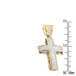 14K Yellow Gold Men's Cross Pendant W Princess Diamonds 2.25ct -H'Hen Sale Store 14k gold mens cross pendant w princess diamonds 249ct p 6588 rulerye