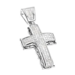 14K Yellow Gold Men's Cross Pendant W Princess Diamonds 2.25ct -H'Hen Sale Store 14k gold mens cross pendant w princess diamonds 249ct p 6588 wh