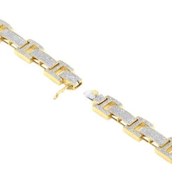 Men's Diamond Bracelet Solid 14K Yellow Gold 4ct 14 Men's Diamond Bracelet Solid 14K Yellow Gold 4ct -H'Hen Sale Store 14k gold mens diamond bracelet white rose yellow gold bracelet 100479 back yellow
