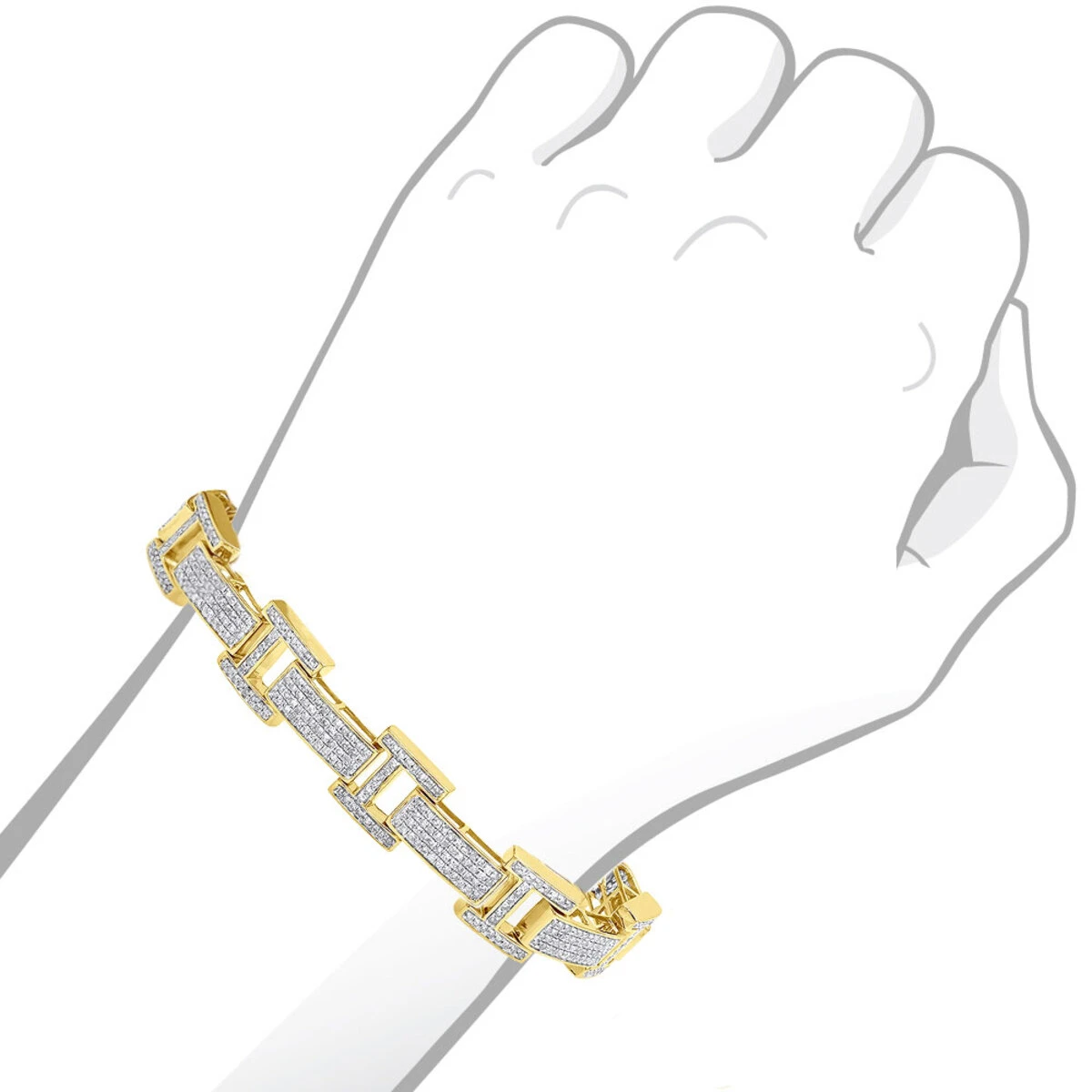 Men's Diamond Bracelet Solid 14K Yellow Gold 4ct 9 Men's Diamond Bracelet Solid 14K Yellow Gold 4ct - Image 7