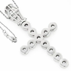 14K White Gold Men's Diamond Cross Pendant 0.98ct -H'Hen Sale Store 14k gold mens diamond cross jewelry pendant 098ct p 6589 backwh