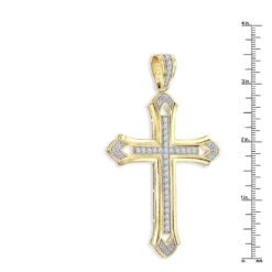 Large 14K Yellow Gold Men's Diamond Cross Pendant 2ct 3.5 Inches Long -H'Hen Sale Store 14k gold mens diamond cross pendant 200ct p 40344 rulerye