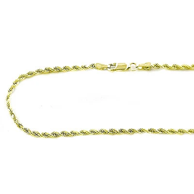 Solid 14K Yellow Gold Diamond Cut Rope Chain 2.5mm, 18in - 40in 3 Solid 14K Yellow Gold Diamond Cut Rope Chain 2.5mm, 18in - 40in
