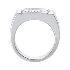 14K White Gold Men's Diamond Ring 0.56ct -H'Hen Sale Store 14k gold mens diamond ring 056ct p 27890 back white 20220426