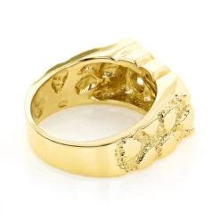 14K Yellow Gold Nugget Men's Diamond Ring 0.63ct 10 14K Yellow Gold Nugget Men's Diamond Ring 0.63ct -H'Hen Sale Store 14k gold mens diamond ring 063ct p 27978 backye