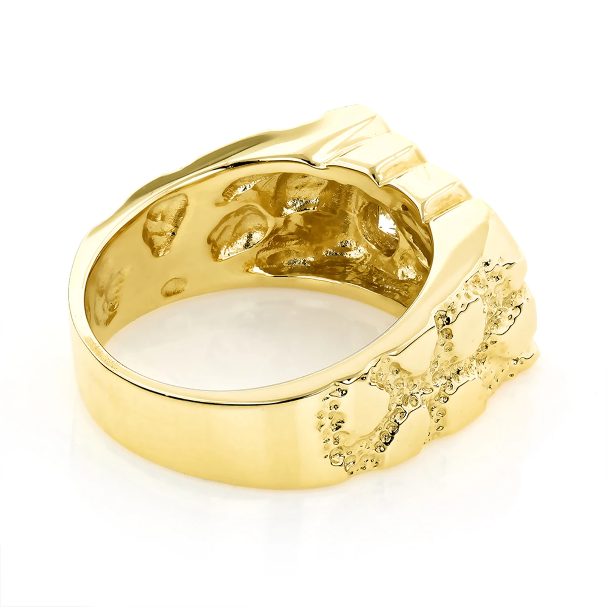14K Yellow Gold Nugget Men's Diamond Ring 0.63ct 6 14K Yellow Gold Nugget Men's Diamond Ring 0.63ct - Image 4