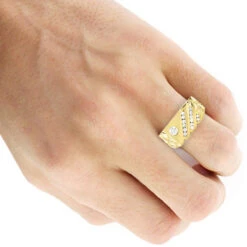 14K Yellow Gold Nugget Men's Diamond Ring 0.63ct 11 14K Yellow Gold Nugget Men's Diamond Ring 0.63ct -H'Hen Sale Store 14k gold mens diamond ring 063ct p 27978 bodye
