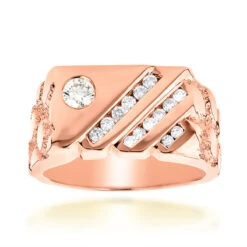 14K Yellow Gold Nugget Men's Diamond Ring 0.63ct 9 14K Yellow Gold Nugget Men's Diamond Ring 0.63ct -H'Hen Sale Store 14k gold mens diamond ring 063ct p 27978 ro