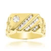 14K Yellow Gold Nugget Men's Diamond Ring 0.63ct