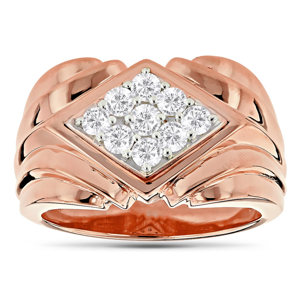 14K Yellow Gold Men's Diamond Ring 1.08ct 14.5mm 5 14K Yellow Gold Men's Diamond Ring 1.08ct 14.5mm - Image 3